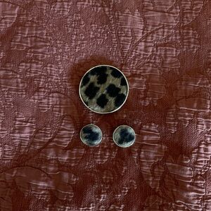 Leopard Print Earring and Brooch Set